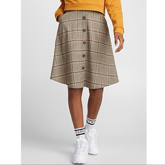 SIMONS | Medium | Tweed A-Line knee length brown skirt | Korean - Picture 1 of 7